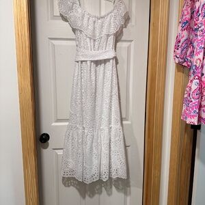 NWOt Lilly Pulitzer Geri White Eylet Dress Size Medium